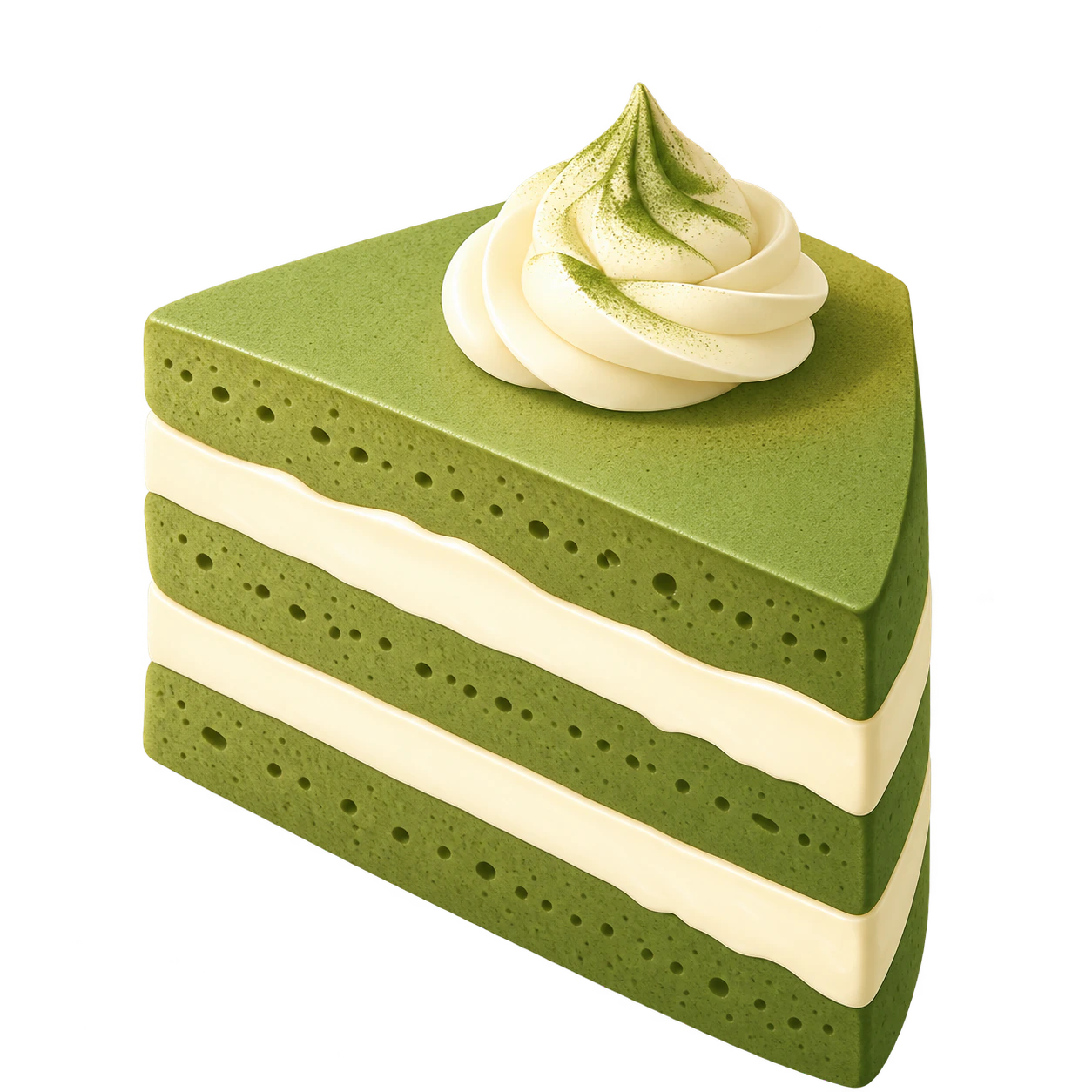 Illustrated layered matcha cake